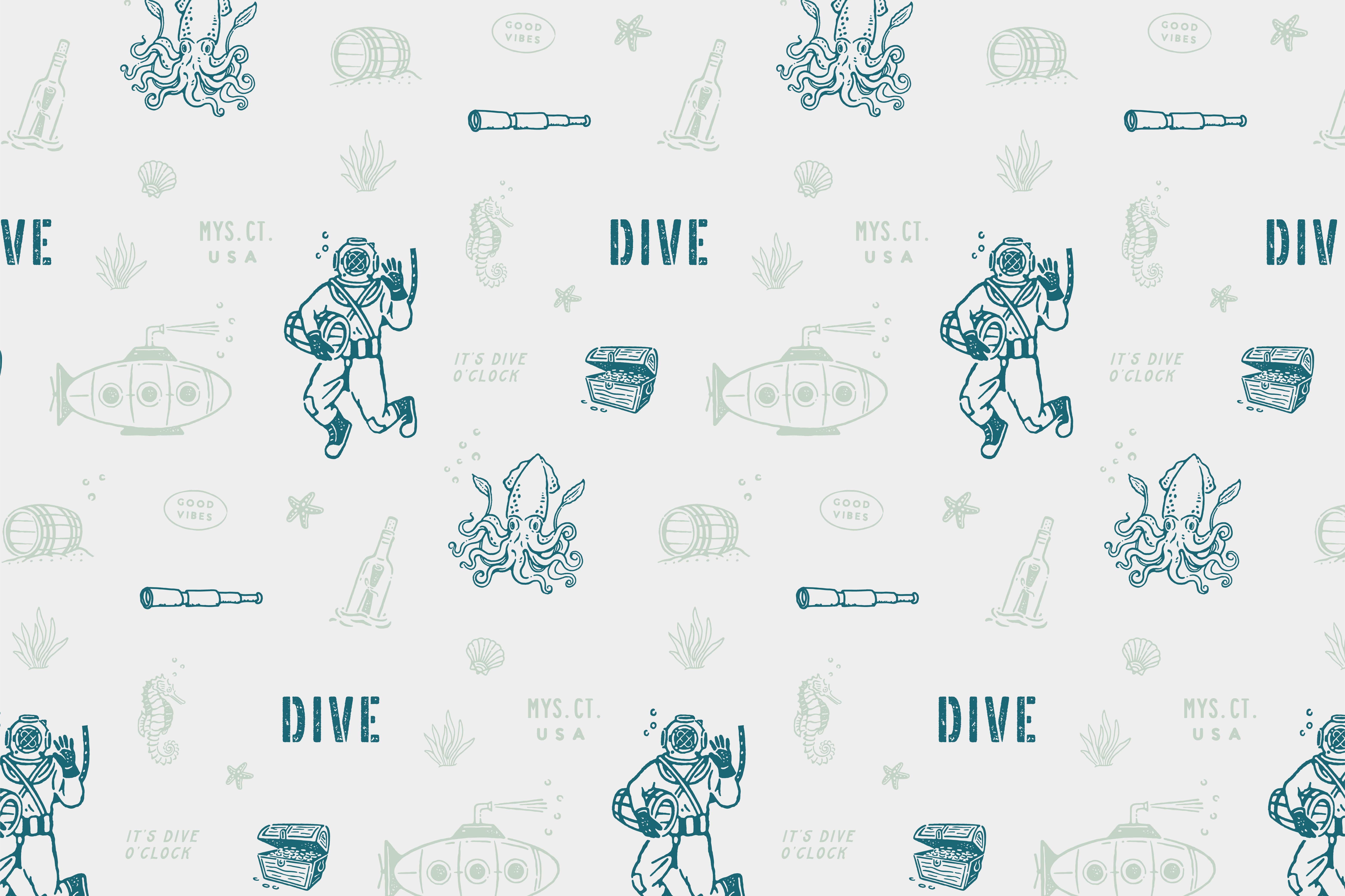 Dive wax paper with custom deep sea  illustrations. 