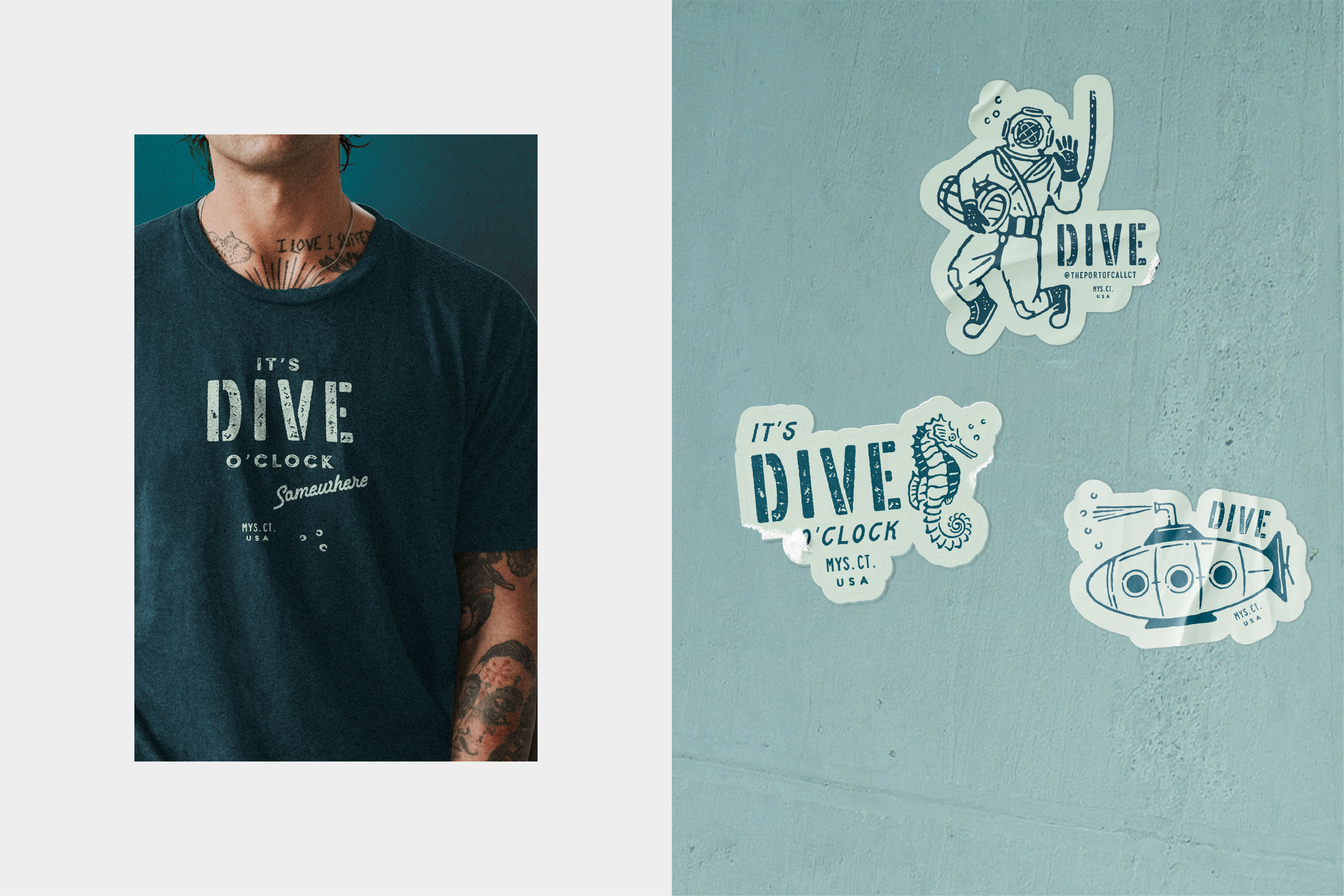 Dive Stickers and T-shirt. 