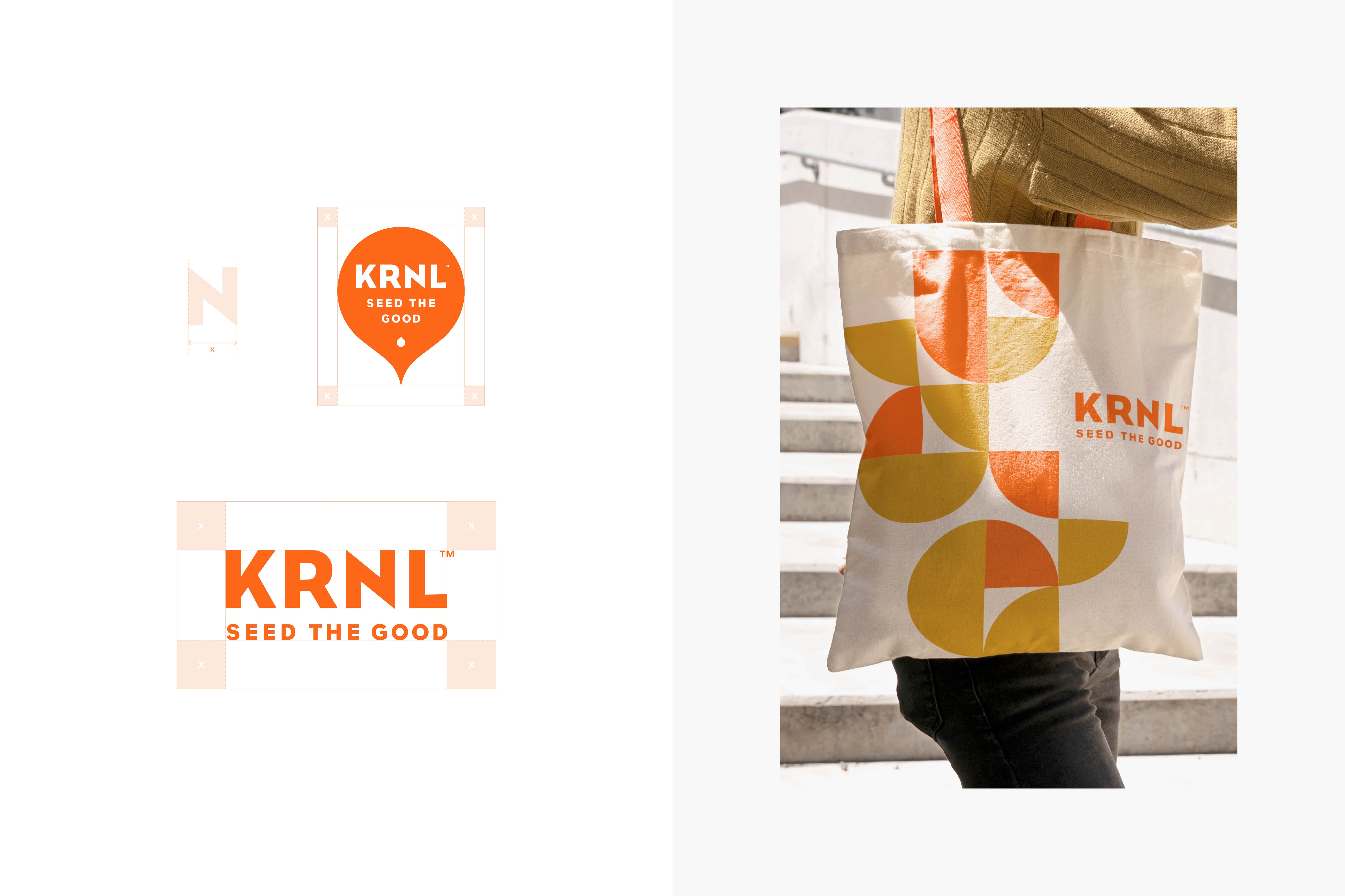 KRNL logo usage and tote bag. 