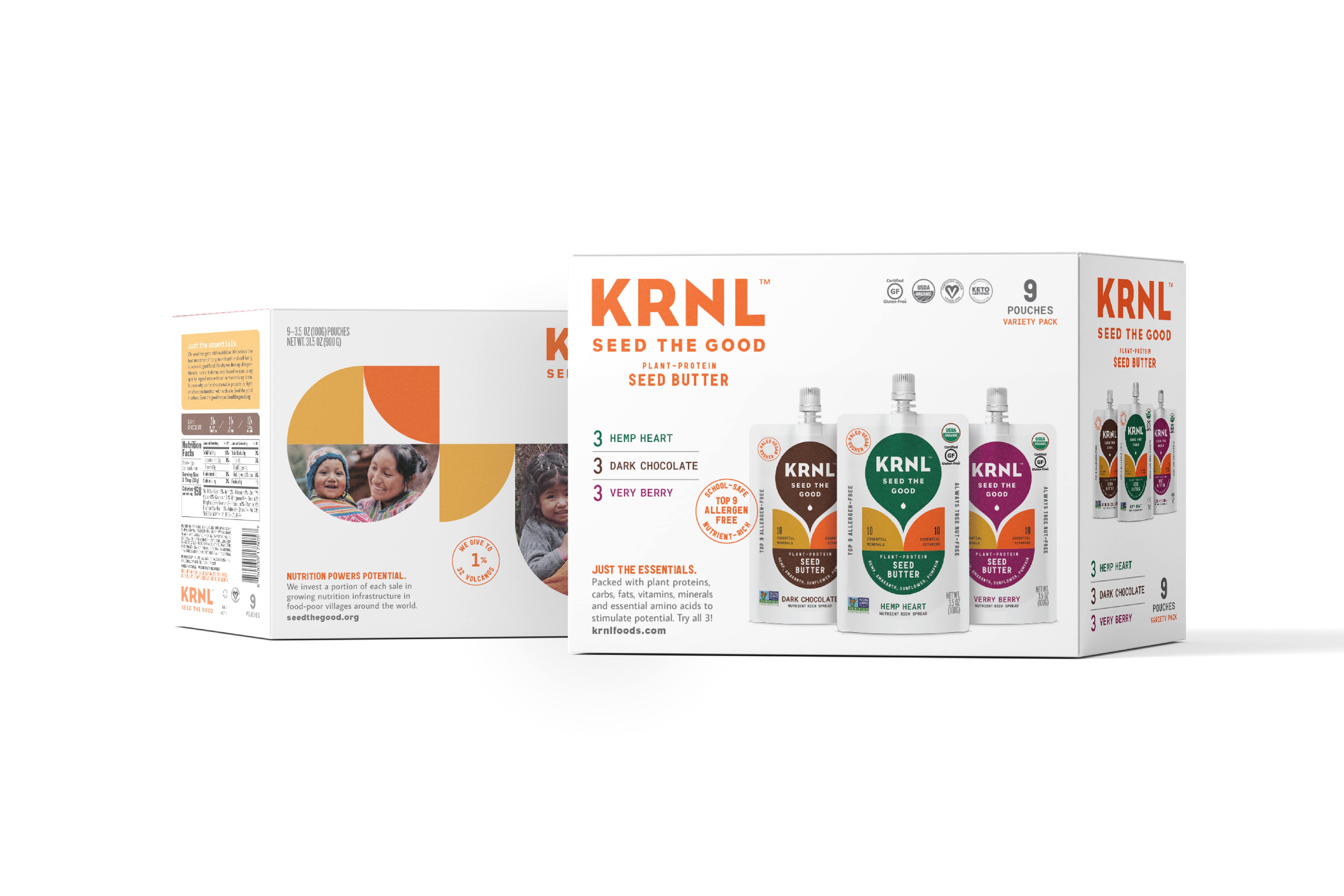 KRNL mixed flavor pouch case pack carton. 