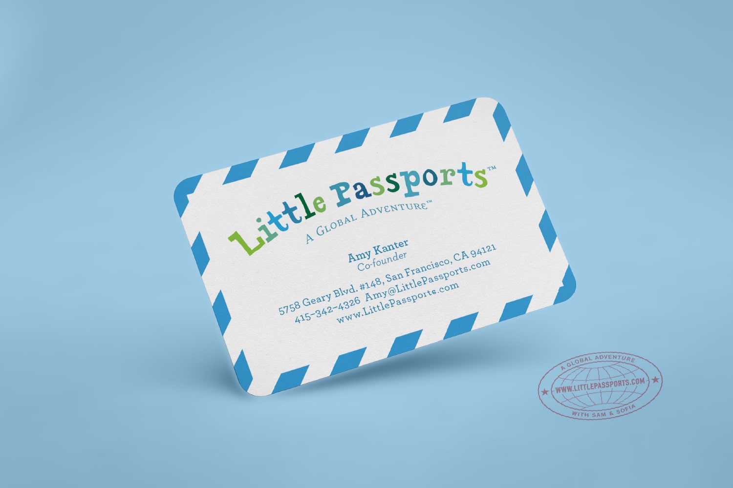 Little Passports co-founder Amy Norman's busienss card.