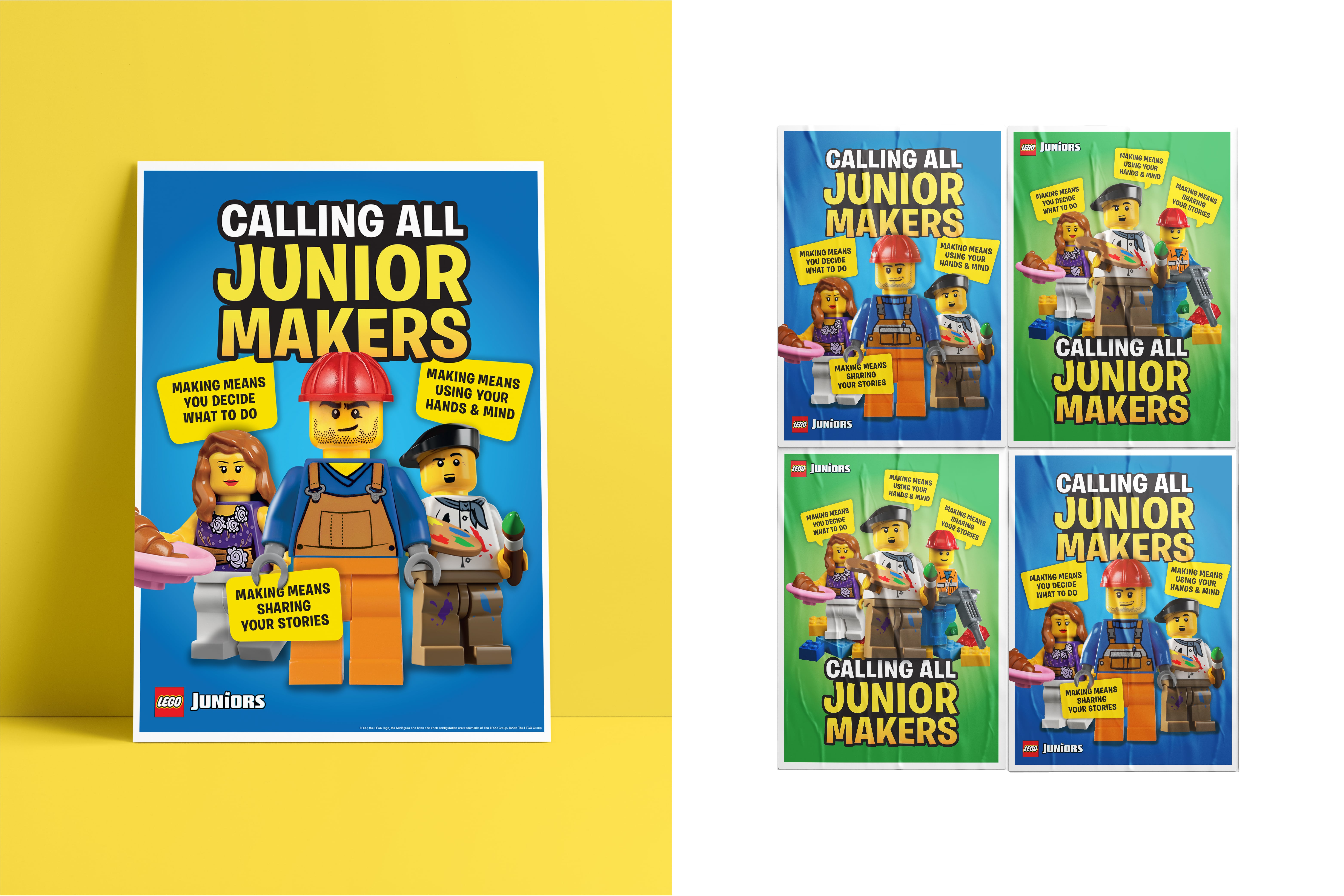 LEGO Juniors poster series promoting a junior makers event - designed by Juli Shore design. 