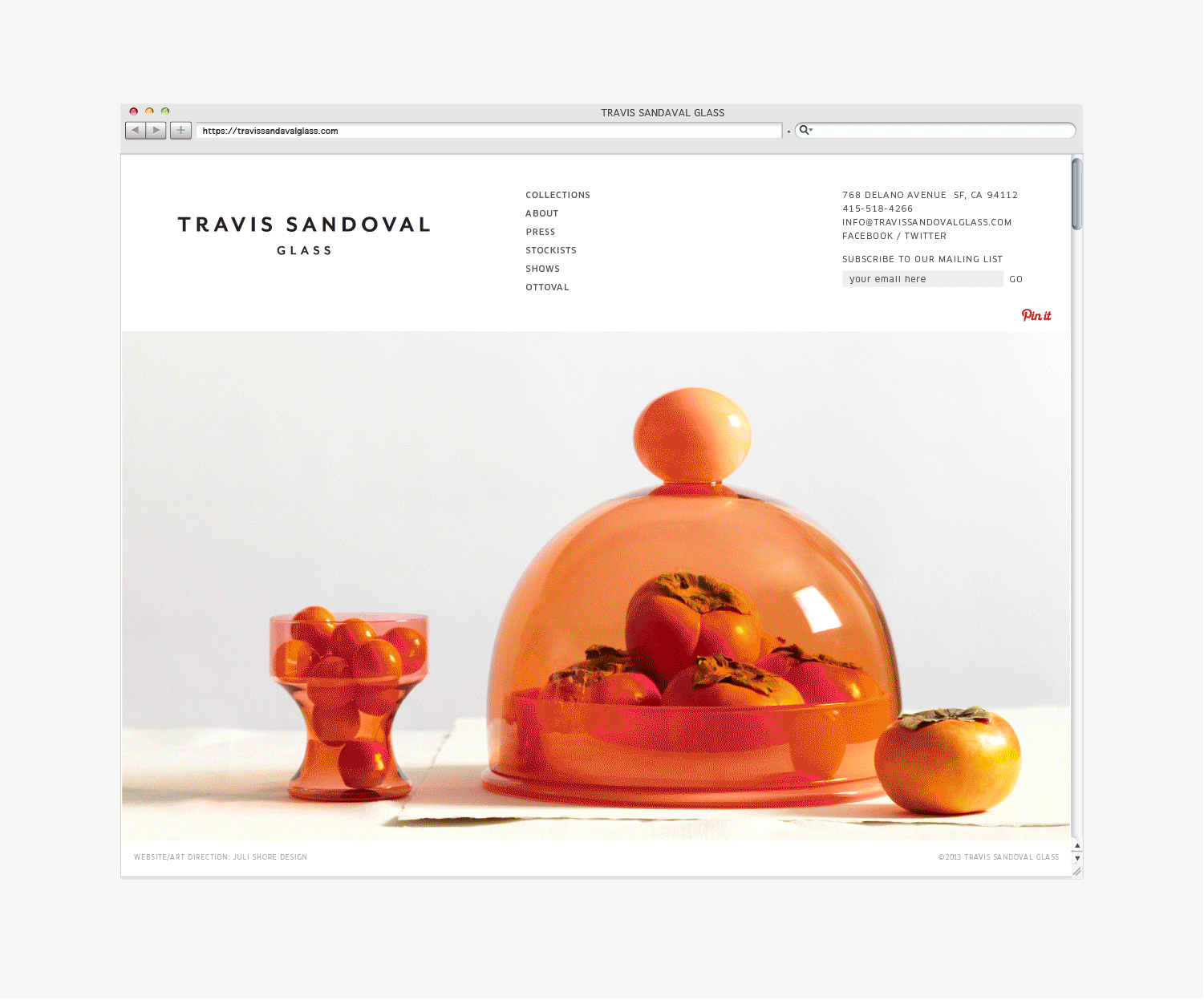 Travis Sandoval Glass website designed by Juli Shore Design. 