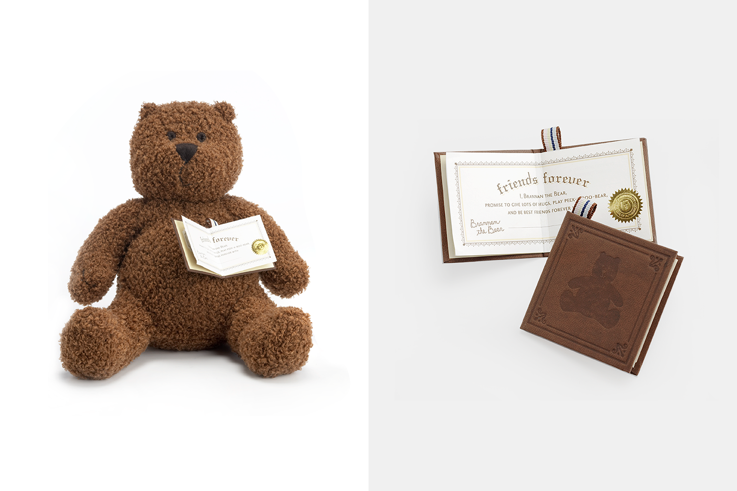 Baby Gap's Brannon the Bear with certificate of ownership.